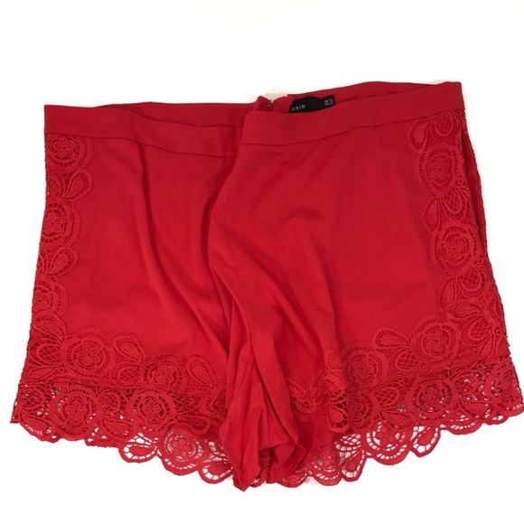 torrid Pants - Torrid Coral Crochet Lace Trim shorts w Pockets